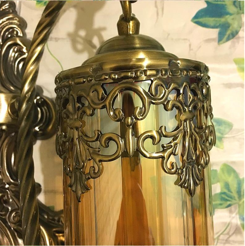 Carving Iron Glass Dining Wall Lamp