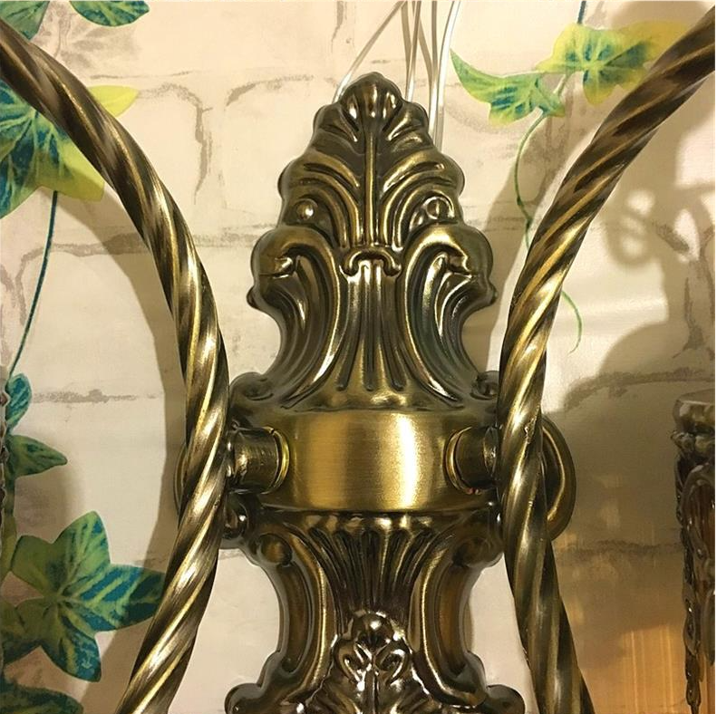Carving Iron Glass Dining Wall Lamp