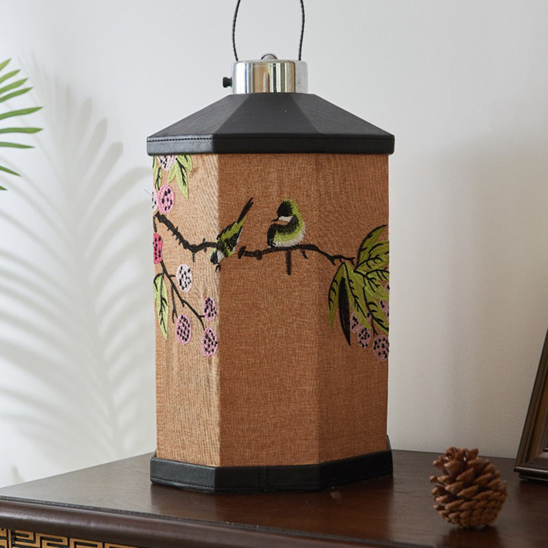 Embroidery Pattern Iron Fabric Table Lamp