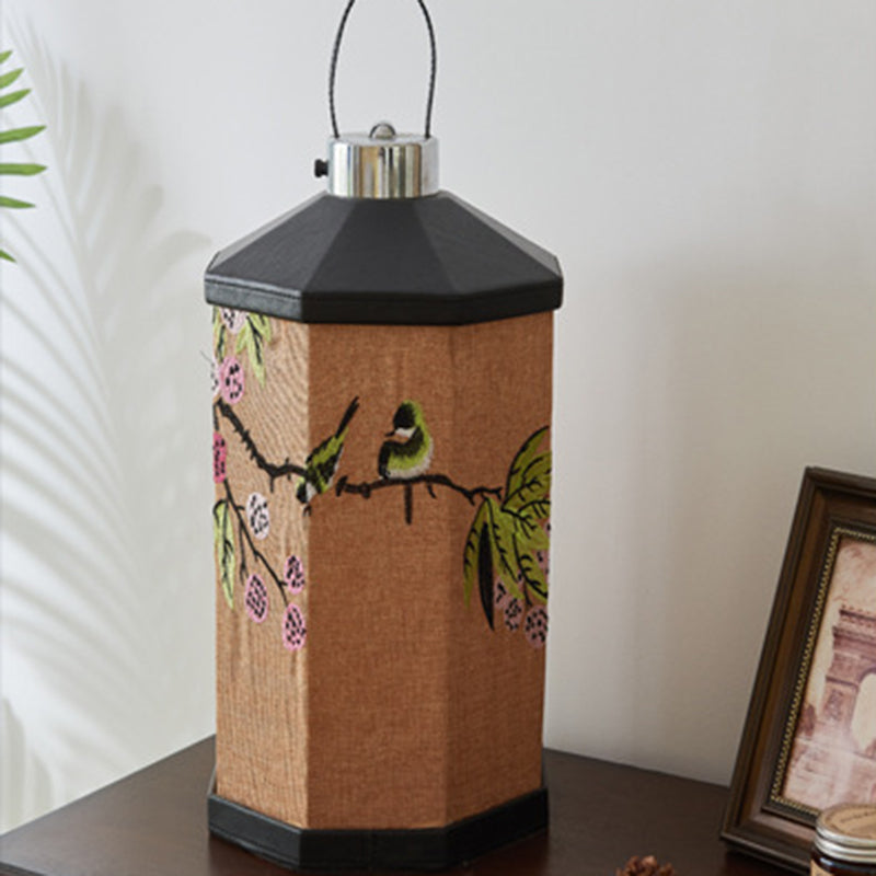Embroidery Pattern Iron Fabric Table Lamp