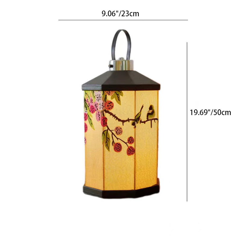Embroidery Pattern Iron Fabric Table Lamp