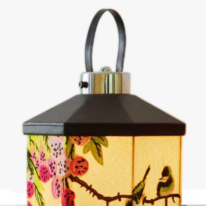 Embroidery Pattern Iron Fabric Table Lamp