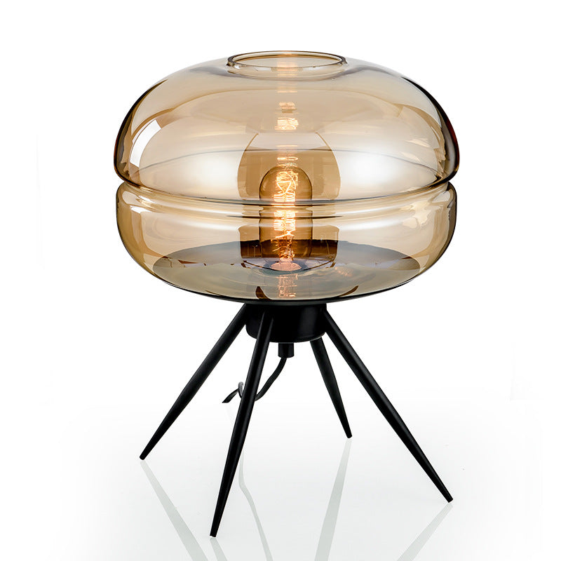 Glass Iron Living Room Table Lamp