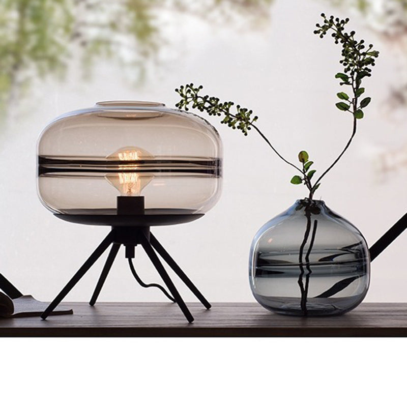 Glass Iron Living Room Table Lamp