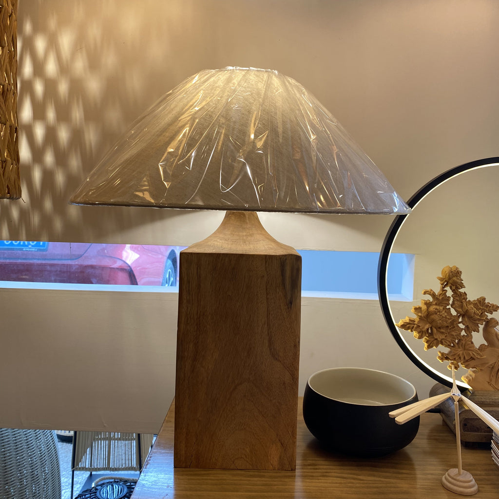 Umbrella Shape Fabric Wood Table Lamp
