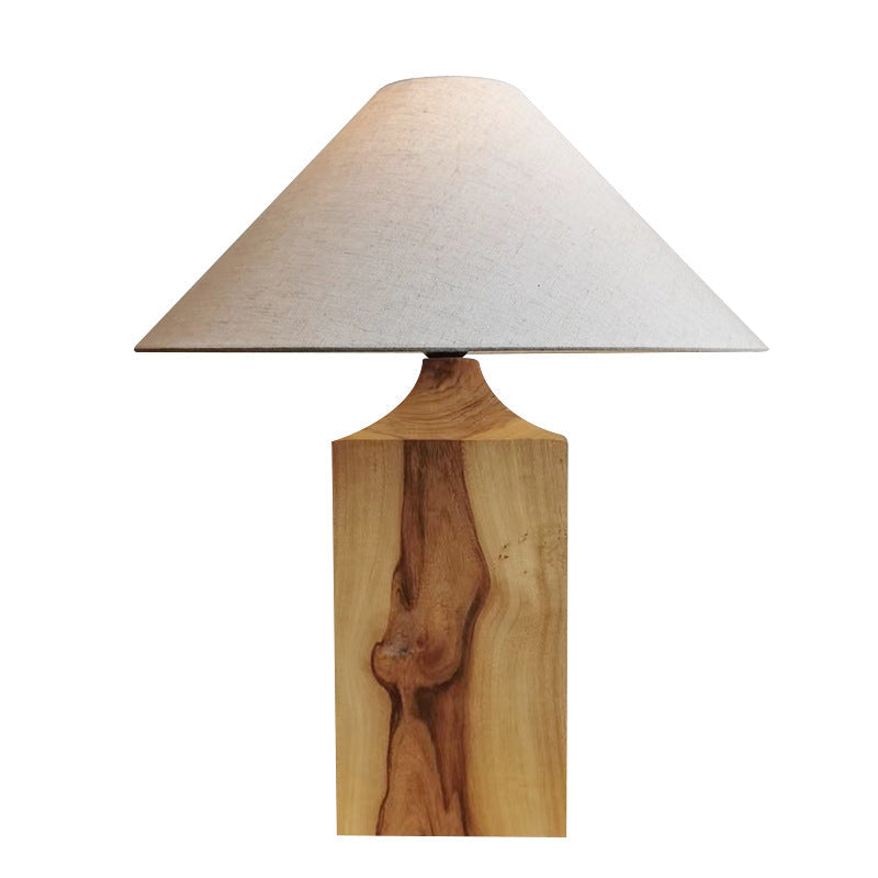 Umbrella Shape Fabric Wood Table Lamp