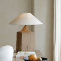Umbrella Shape Fabric Wood Table Lamp