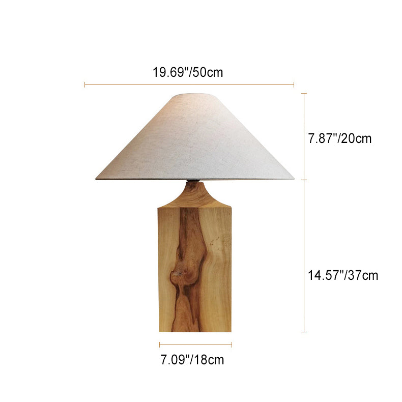 Umbrella Shape Fabric Wood Table Lamp