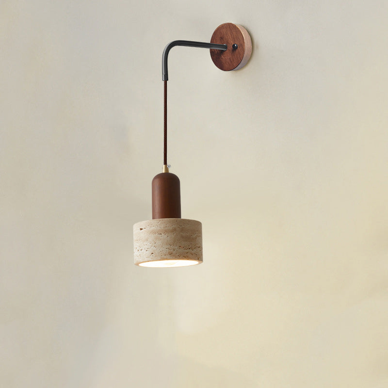 Yellow Travertine Walnut Bedroom Wall Lamp