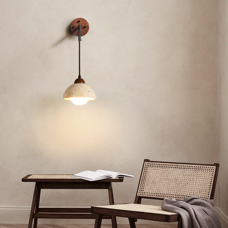 Yellow Travertine Walnut Bedroom Wall Lamp