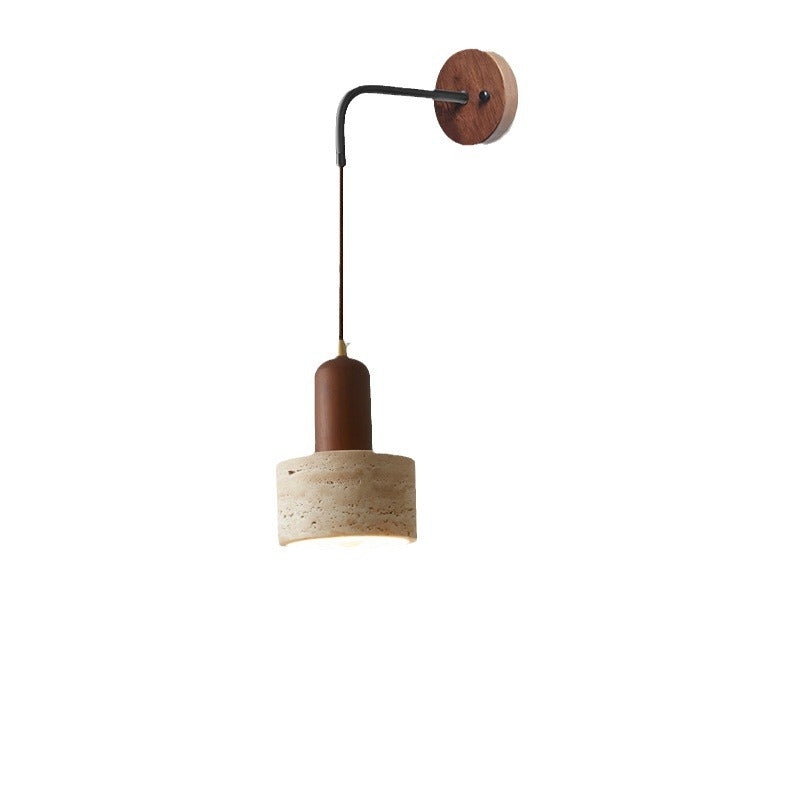 Yellow Travertine Walnut Bedroom Wall Lamp
