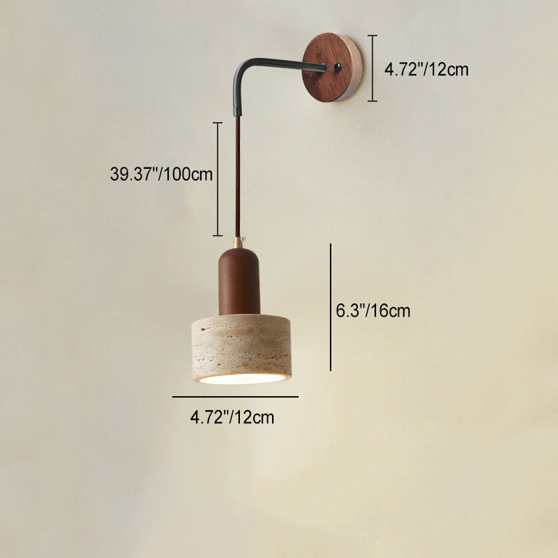 Yellow Travertine Walnut Bedroom Wall Lamp