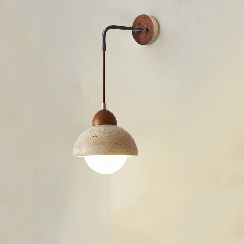 Yellow Travertine Walnut Bedroom Wall Lamp