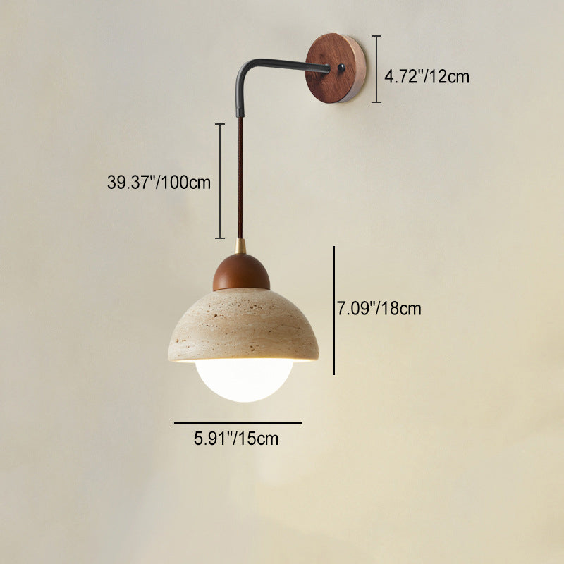 Yellow Travertine Walnut Bedroom Wall Lamp