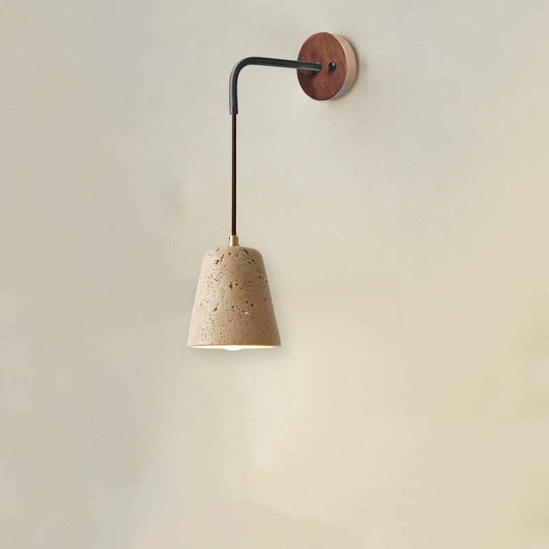 Yellow Travertine Walnut Bedroom Wall Lamp