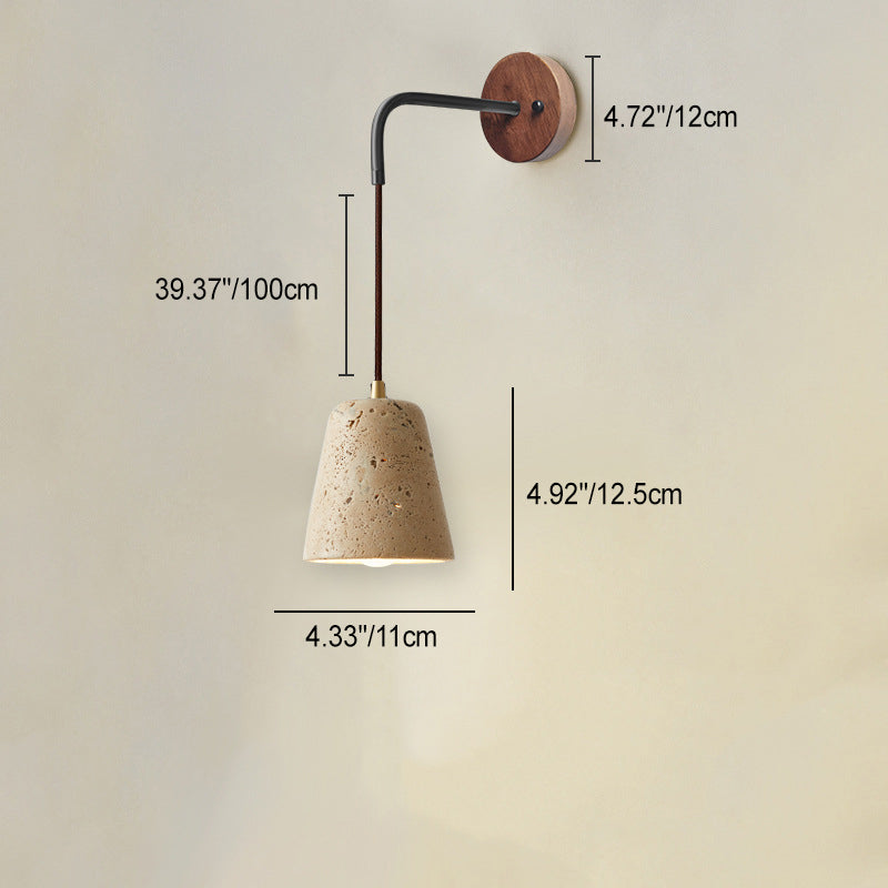 Yellow Travertine Walnut Bedroom Wall Lamp