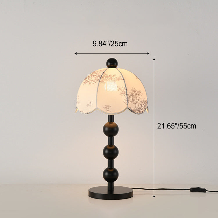 Leaves Print Umbrella Oak Table Lamp