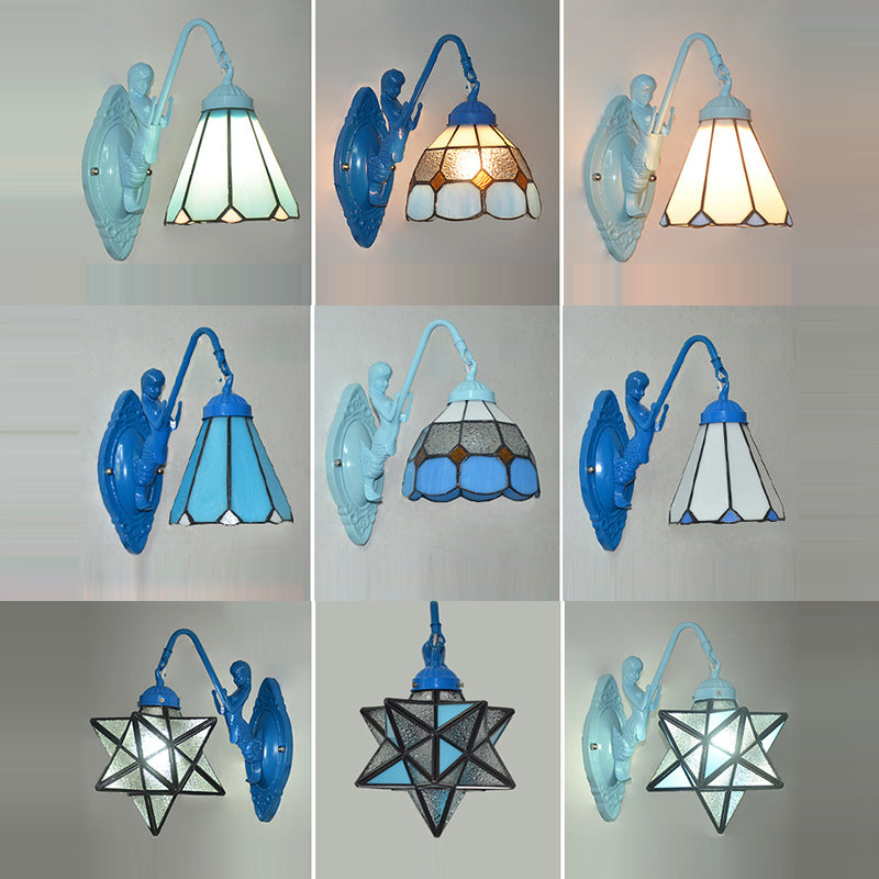 Hardware Glass Pattern Bedroom Wall Lamp