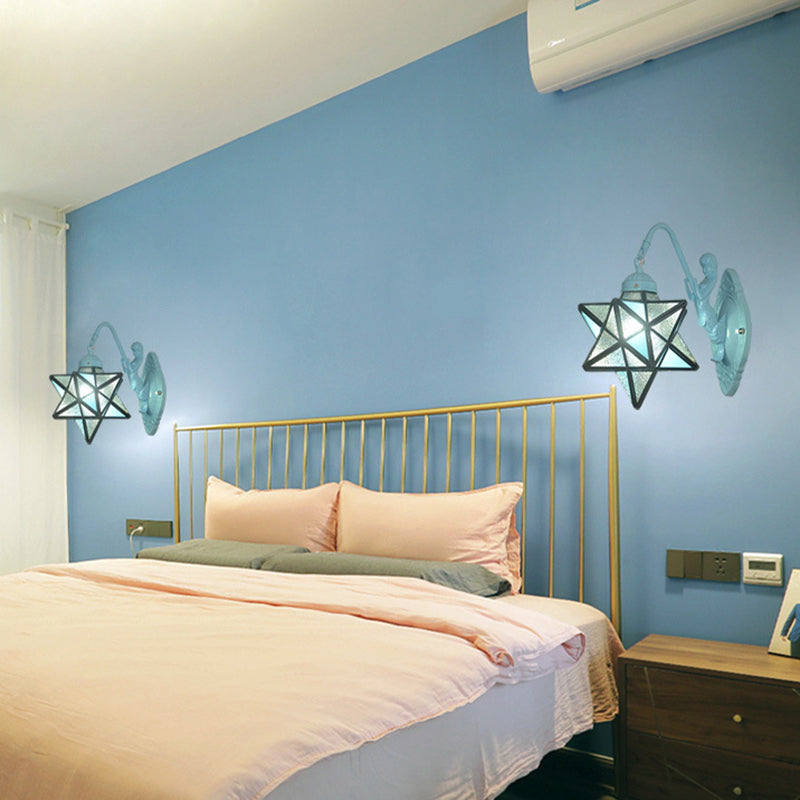 Hardware Glass Pattern Bedroom Wall Lamp
