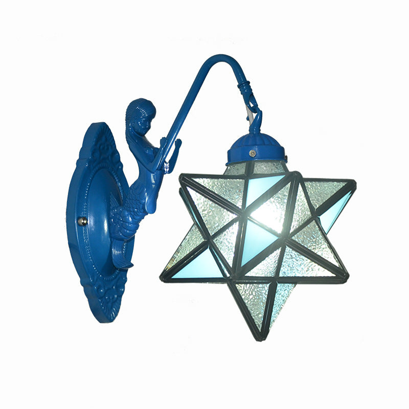 Hardware Glass Pattern Bedroom Wall Lamp