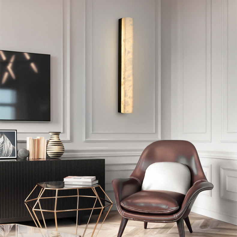 Long Strip Copper Marble Wall Lamp