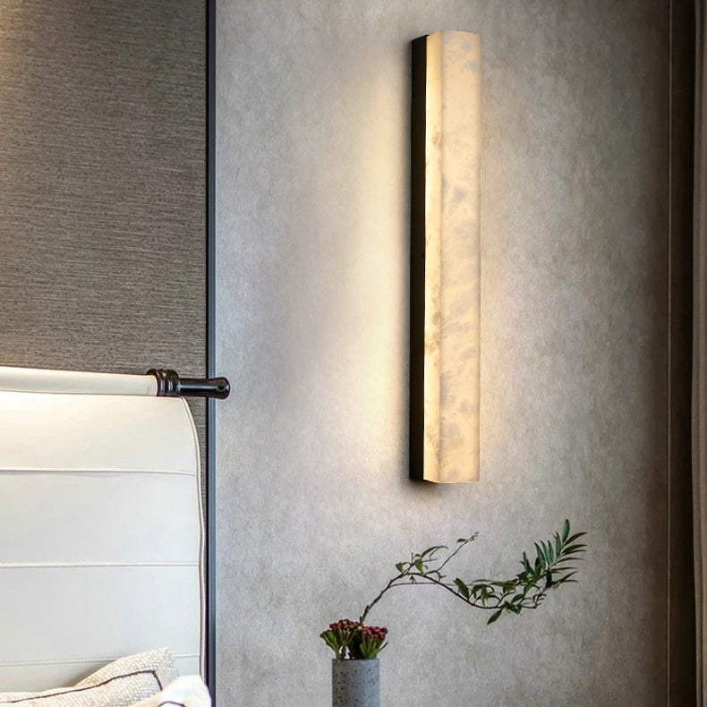 Long Strip Copper Marble Wall Lamp