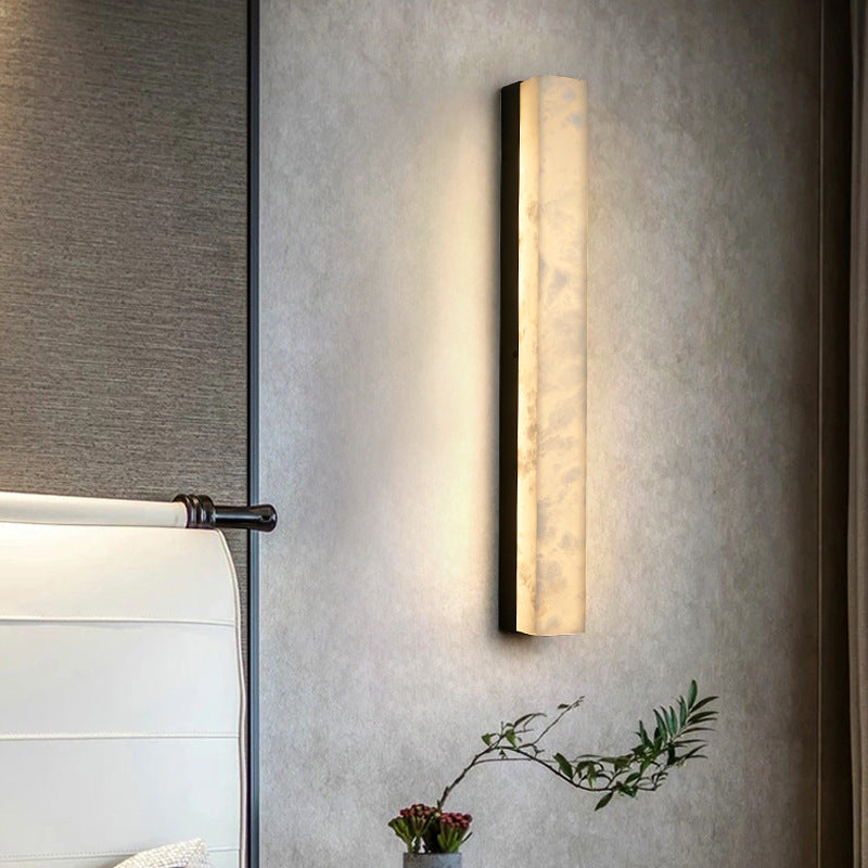 Long Strip Copper Marble Wall Lamp