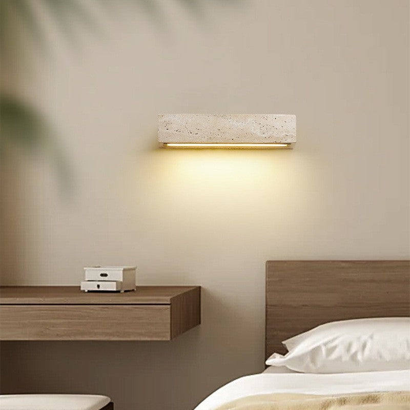 Rectangle Cube Yellow Travertine Wall Lamp