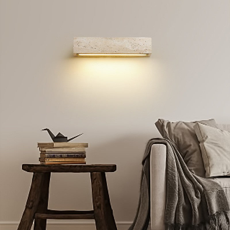Rectangle Cube Yellow Travertine Wall Lamp