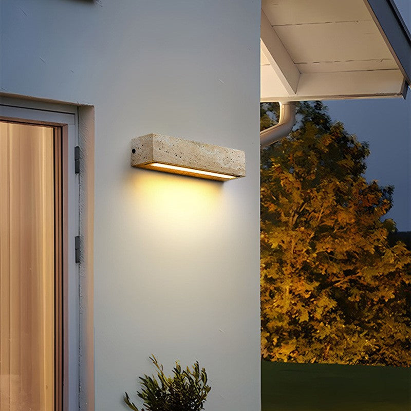Rectangle Cube Yellow Travertine Wall Lamp