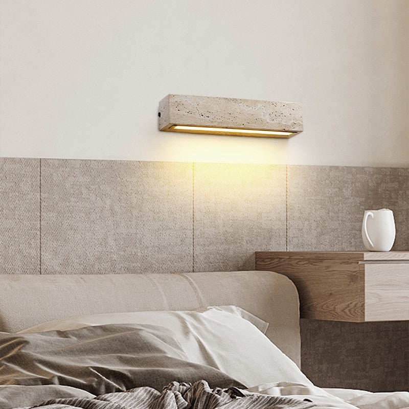 Rectangle Cube Yellow Travertine Wall Lamp