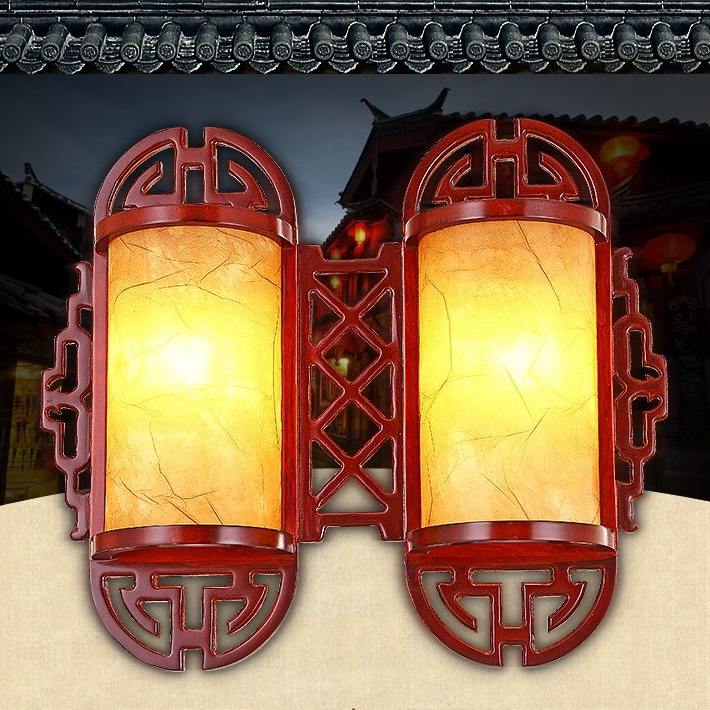Cylinder Imitation Sheepskin Lampshade Wall Lamp