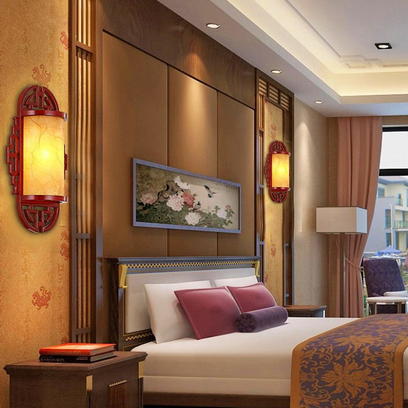 Cylinder Imitation Sheepskin Lampshade Wall Lamp
