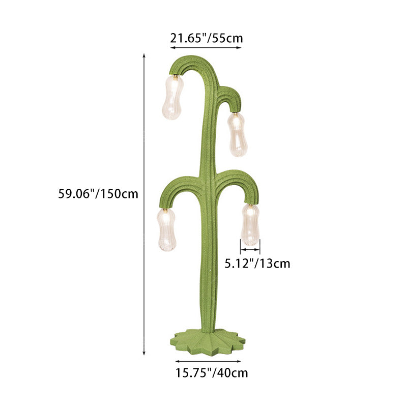Cactus Resin Glass Living 4-Light Floor Lamp