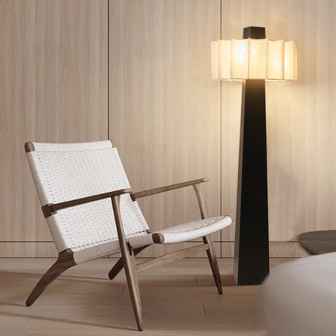 Traditional Japanese Fabric Lampshade 4-Light Floor Lamp