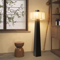 Traditional Japanese Fabric Lampshade 4-Light Floor Lamp