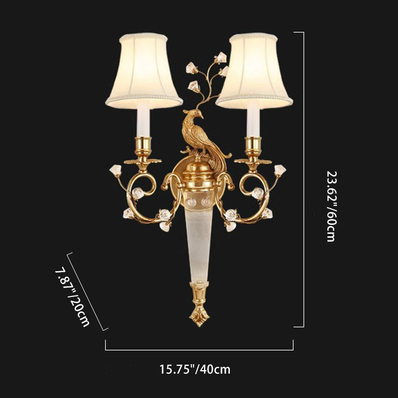 Phoenix Full Copper Fabric 2-Light Wall Lamp