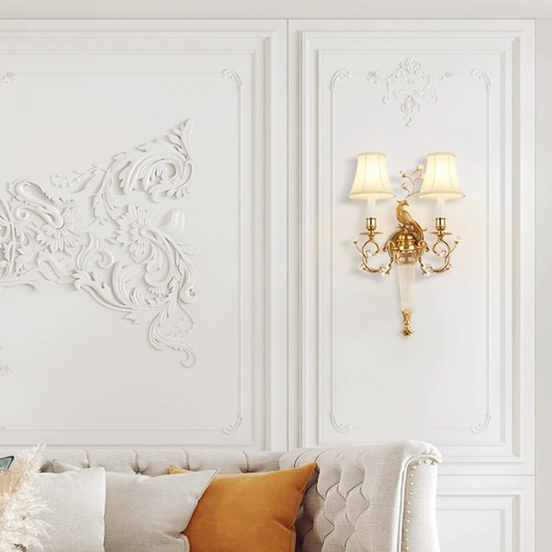 Phoenix Full Copper Fabric 2-Light Wall Lamp