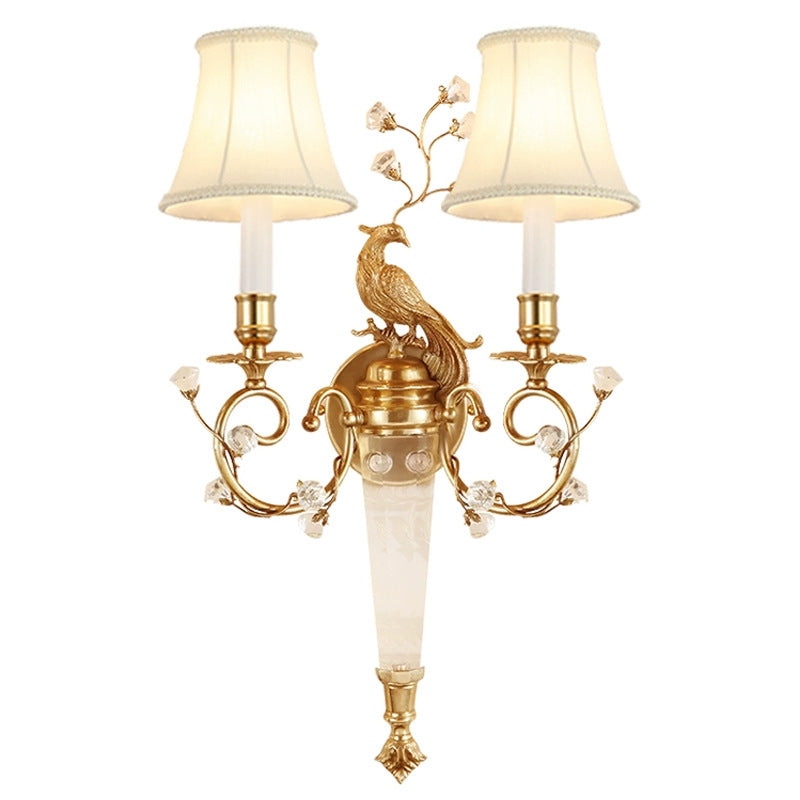 Phoenix Full Copper Fabric 2-Light Wall Lamp