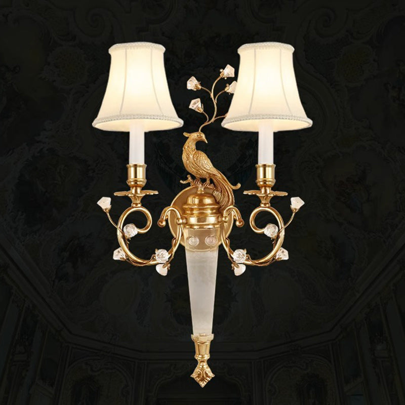 Phoenix Full Copper Fabric 2-Light Wall Lamp