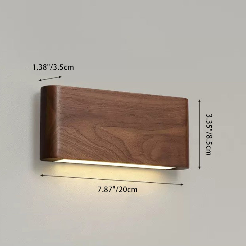 Rectangular Strip Aluminum Walnut Wall Lamp