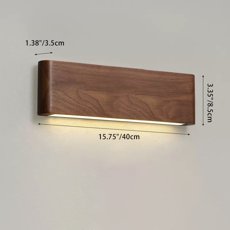 Rectangular Strip Aluminum Walnut Wall Lamp