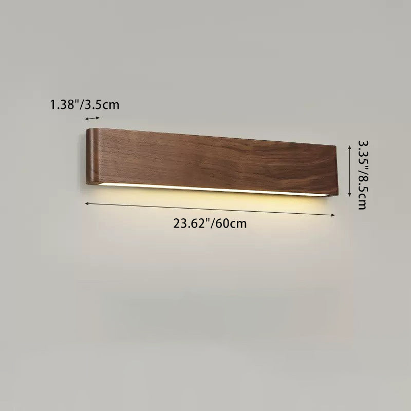 Rectangular Strip Aluminum Walnut Wall Lamp