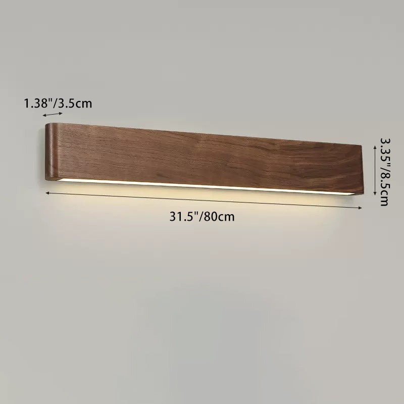 Rectangular Strip Aluminum Walnut Wall Lamp