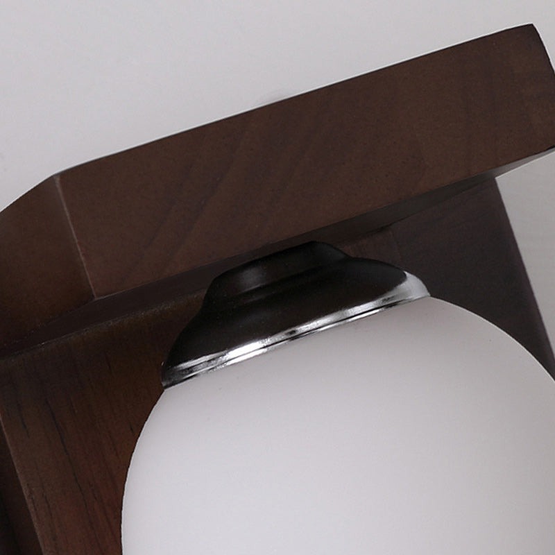 Rectangle Solid Wood Glass 2-Light Wall Lamp
