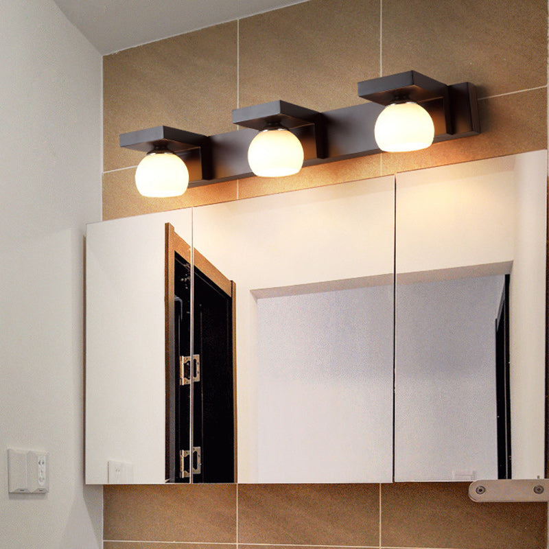 Rectangle Solid Wood Glass 2-Light Wall Lamp