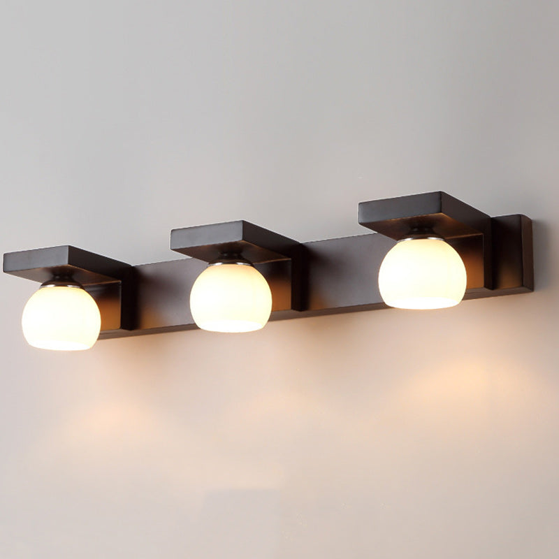 Rectangle Solid Wood Glass 2-Light Wall Lamp