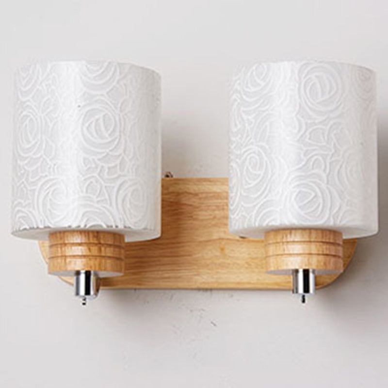 Cylinder Flower Pattern Glass Wall Lamp