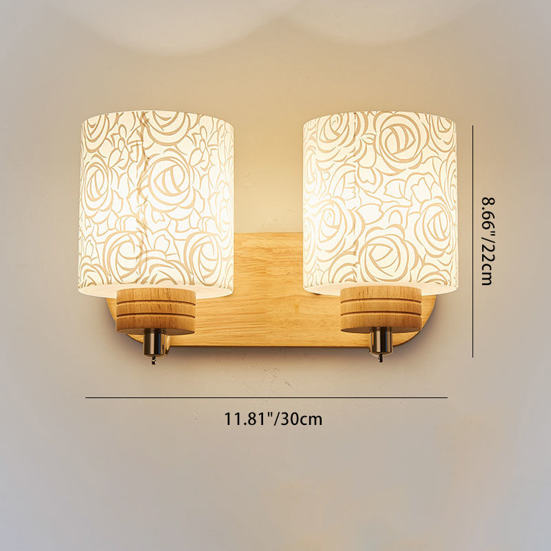 Cylinder Flower Pattern Glass Wall Lamp