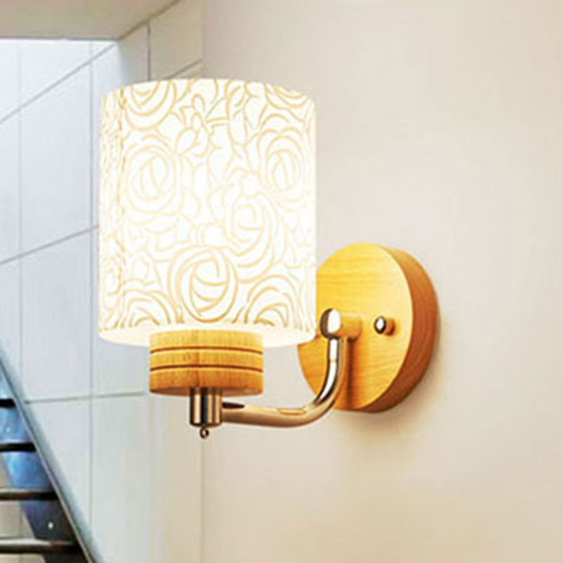 Cylinder Flower Pattern Glass Wall Lamp